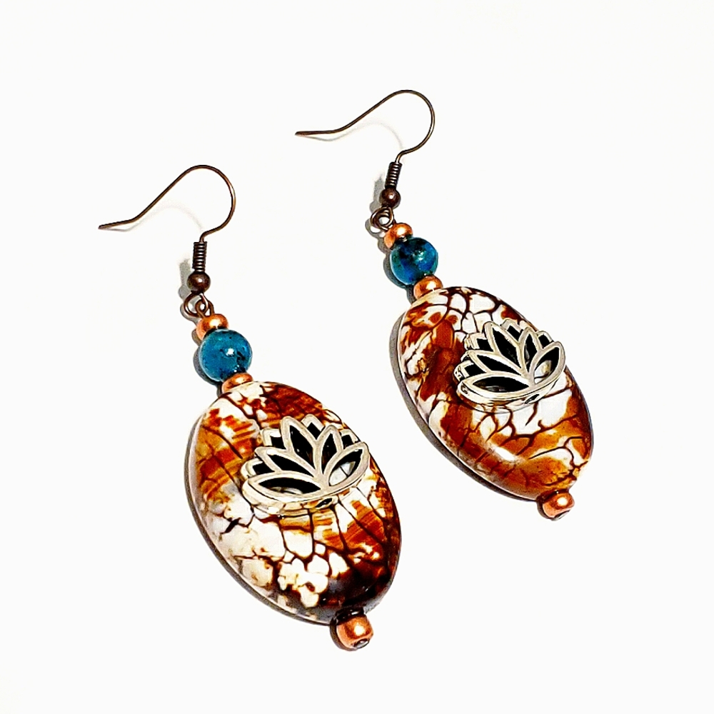 ❤ Beautiful Handcrafted Lotus Earrings 💮 - Picture 1 of 1